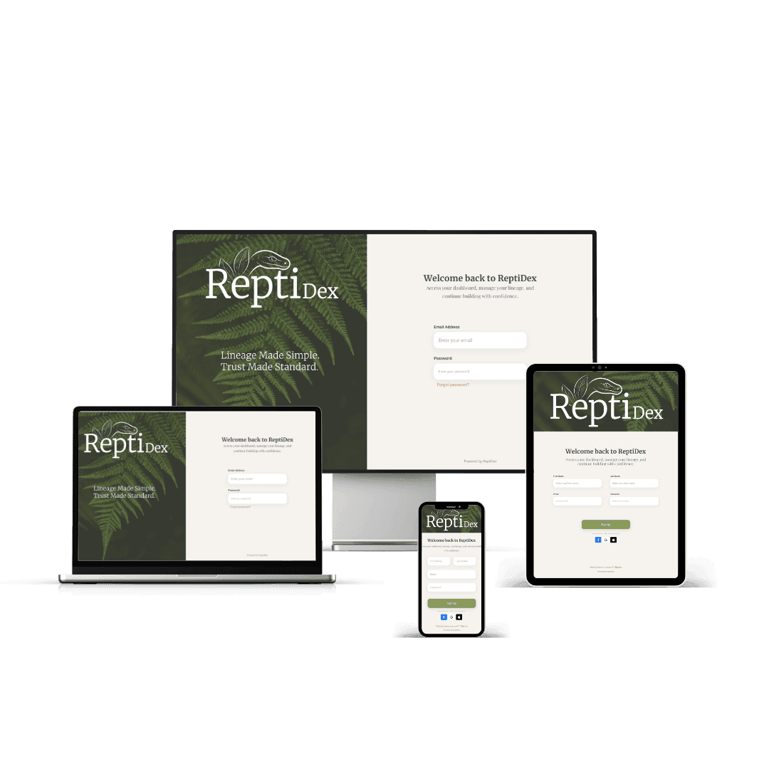 ReptiDex AI-powered reptile pedigree tracking software across mobile and desktop devices